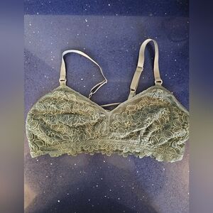 Aerie Lace Bralette in Olive Green XL